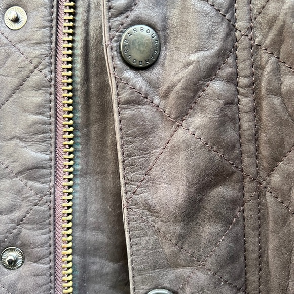 Barbour Quilted Leather Coat Jacket Brown Bushman Classic XL - Picture 6 of 13